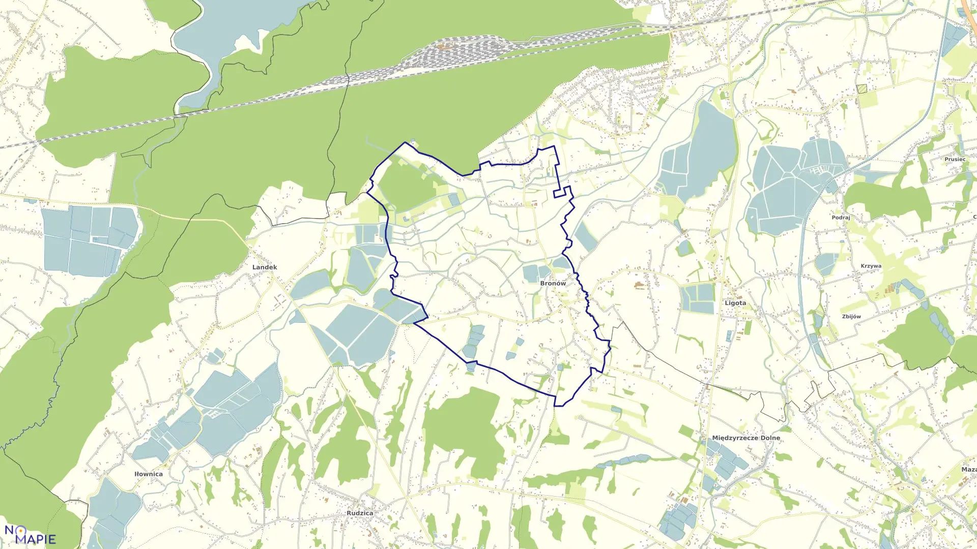 Mapa obrębu Bronów w gminie Czechowice-Dziedzice