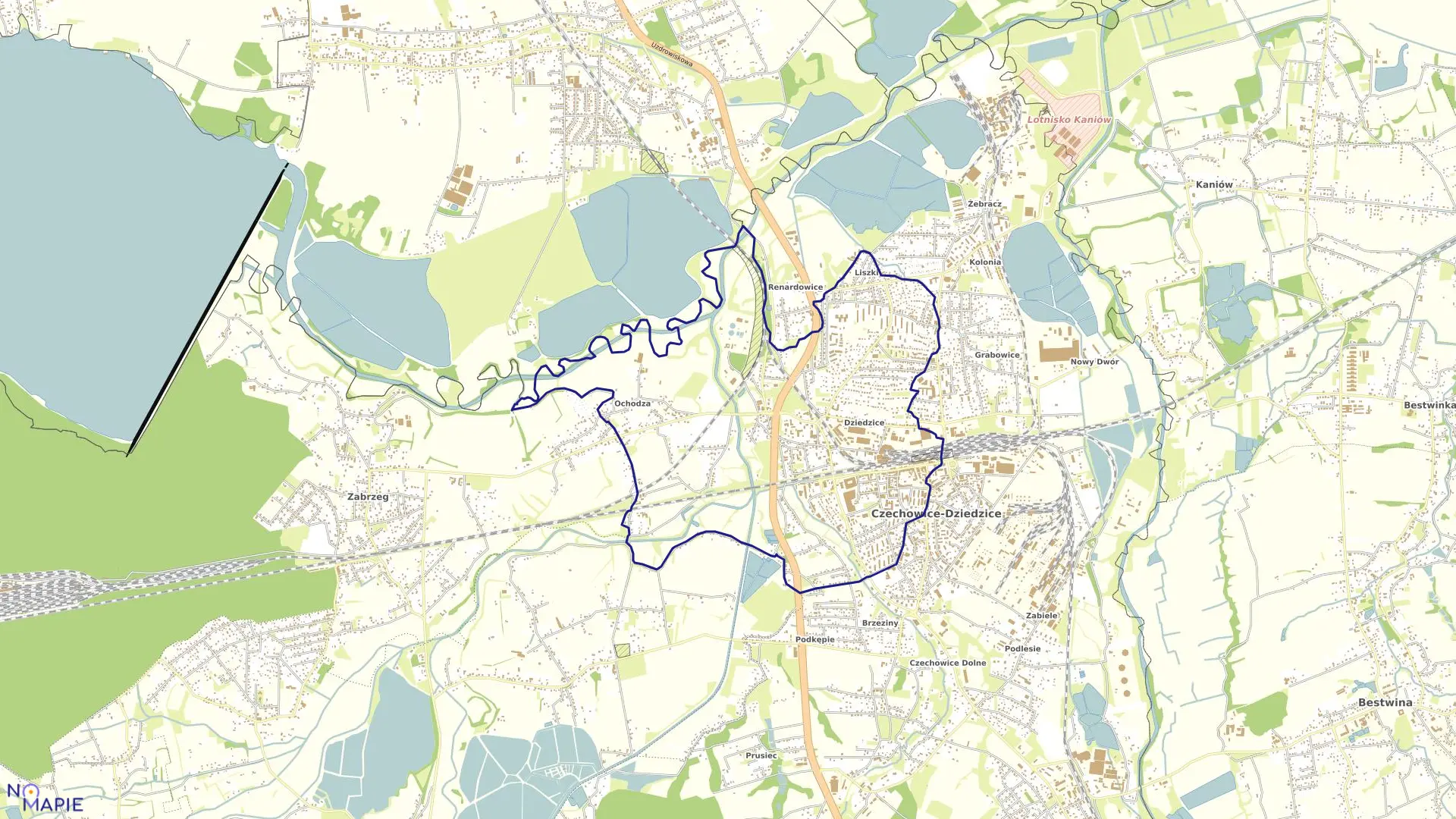 Mapa obrębu Dziedzice w gminie Czechowice-Dziedzice